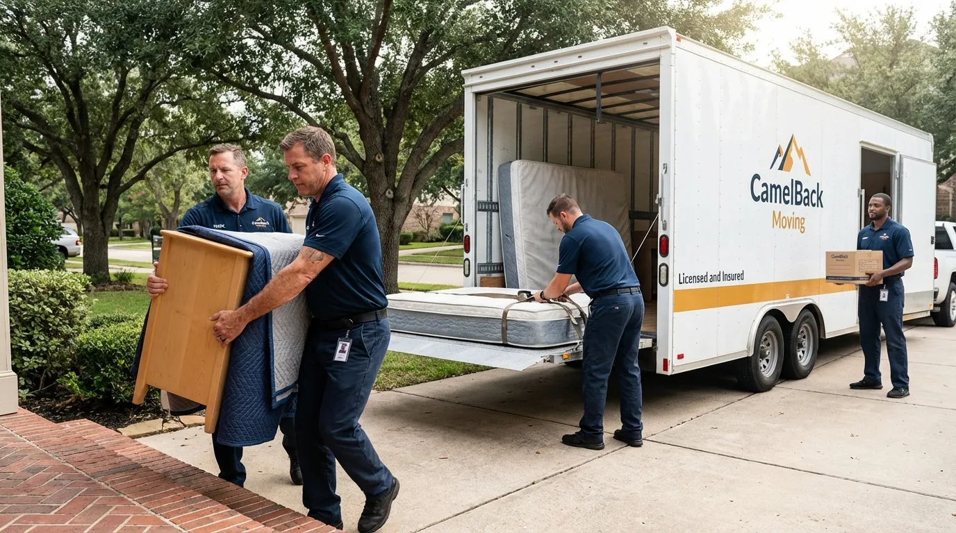 Crew loading residential truck for cross-state move from Montgomery, PA
